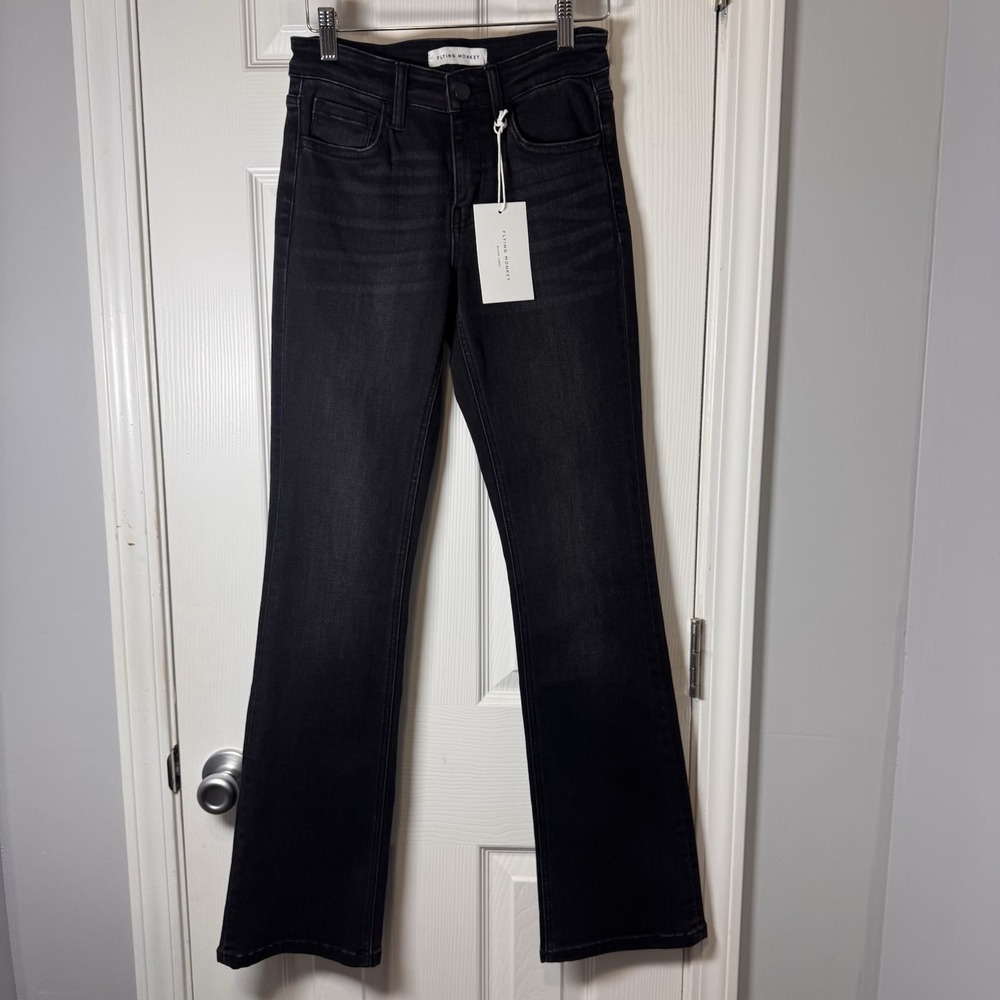 Flying Monkey Jeans Womens 24 Black Denim Mid Rise Casual Everyday Wear NWT